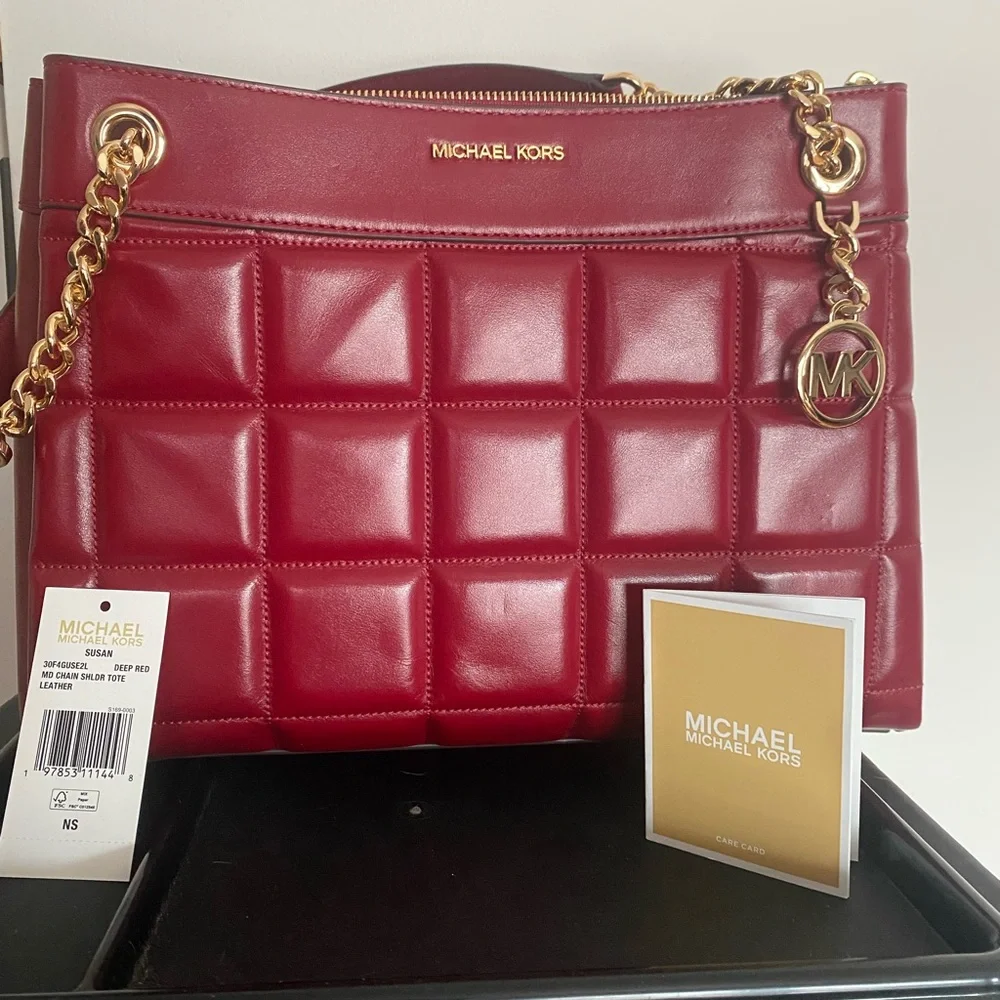 Michael Kors Burgundy Quilted Shoulder Bag - Picture 8 of 12